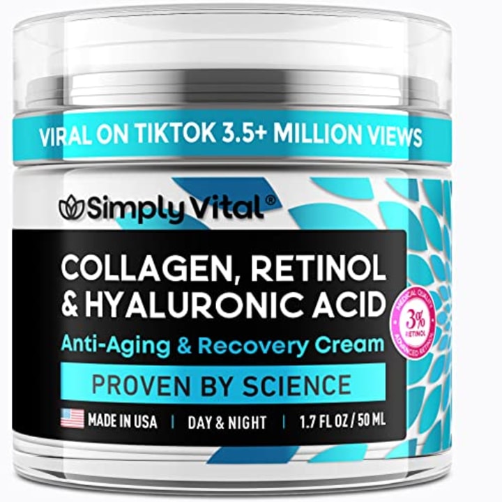 SimplyVital Face Moisturizer Collagen Cream - Anti Aging Neck and D?collet? - Made in USA Day &amp; Night Face Cream - Moisturizing, Lifting &amp; Recovery - 1.7oz