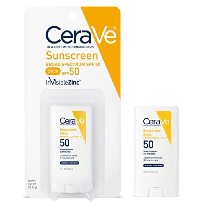 CeraVe Mineral Sunscreen Stick for Kids &amp; Adults | 100% Mineral Sunscreen, Zinc Oxide &amp; Titanium Dioxide with Hyaluronic Acid and Ceramides | Broad Spectrum SPF 50 | Fragrance Free | 0.47 Ounce