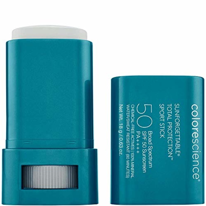 Colorescience Sunforgettable Total Protection Sport Stick SPF 50, Mineral, Broad Spectrum, Water/Sweat Resistant, Reef Safe, Hypoallergenic, 1 ct.
