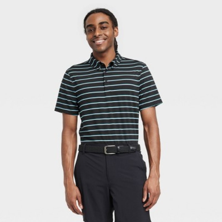 Men&#039;s Striped Golf Polo Shirt - All in Motion