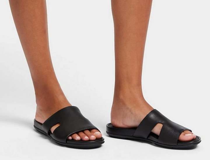 Leather Slides With Toe Post