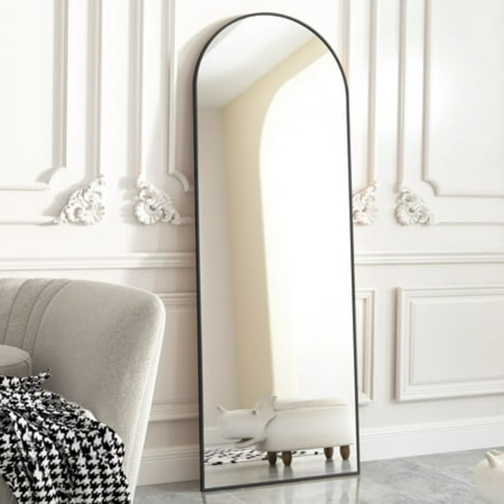BEAUTYPEAK Arched Full Length Floor Mirror 64&quot;x21.1&quot; Full Body Standing Mirror,Black