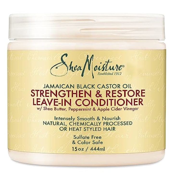 Shea Moisture Leave in Conditioner with Jamaican Black Castor Oil for Hair Growth, Strengthen &amp; Restore, Vitamin E, Curly Hair Products Safe for use on Hair Color, 15 Oz