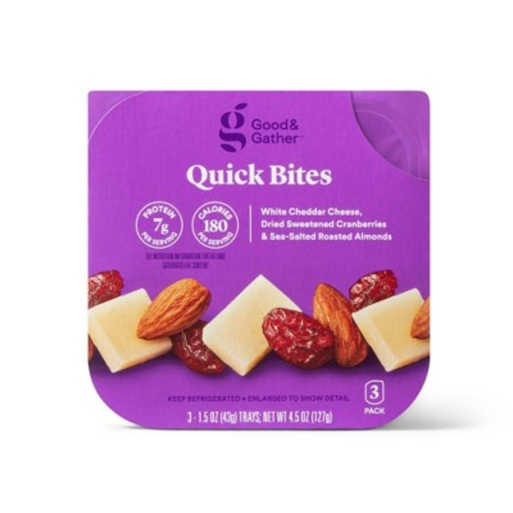 Quick Bites White Cheddar Cheese, Dried Sweetened Cranberries &amp; Sea-Salted Roasted Almonds
