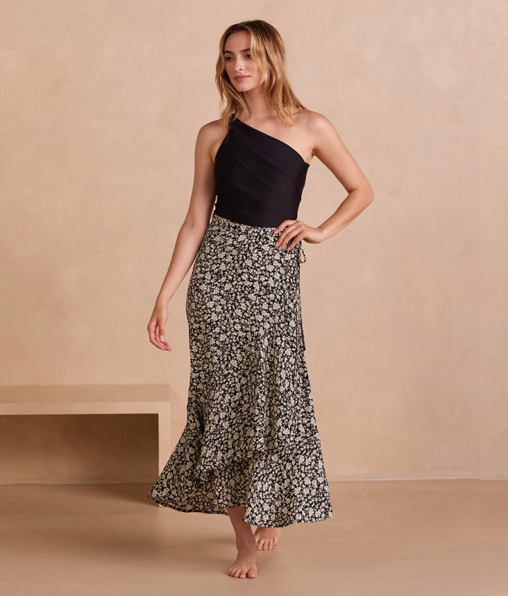 The Silky Luxe Beach to Brunch Wrap Skirt