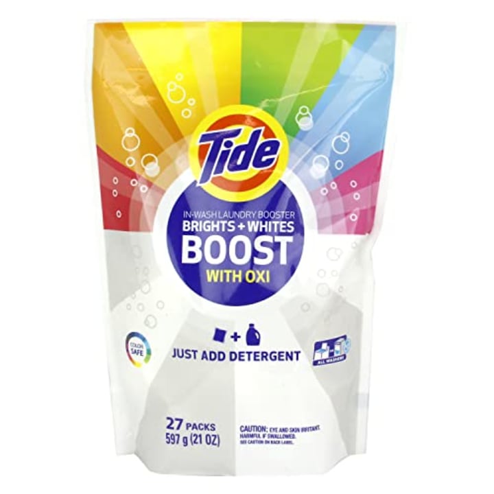 Tide Bright + Whites Rescue In-wash Laundry Booster Pacs, 27Count (Packaging May Vary)