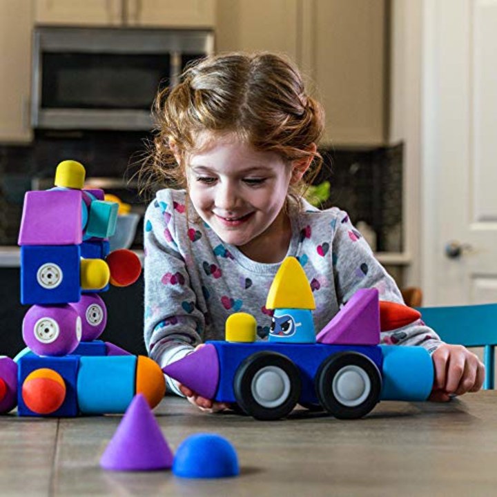 Blockaroo Magnetic Foam Building Blocks - STEM Construction Toy for Girls &amp; Boys, Soft Foam Blocks Develop Early Learning Skills, The Ultimate Bath Toys for Toddlers &amp; Kids - Critter Set