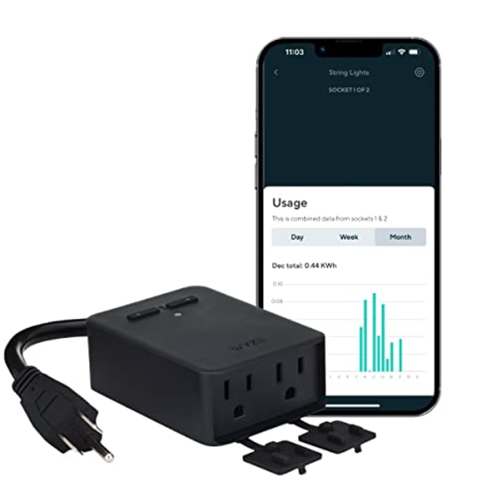 Wyze Plug Outdoor, Dual Outlets Energy Monitoring, IP64, 2.4GHz WiFi Smart Plug, Works with Alexa, Google Assistant, IFTTT, No Hub Required, Black - A Certified for Humans Device
