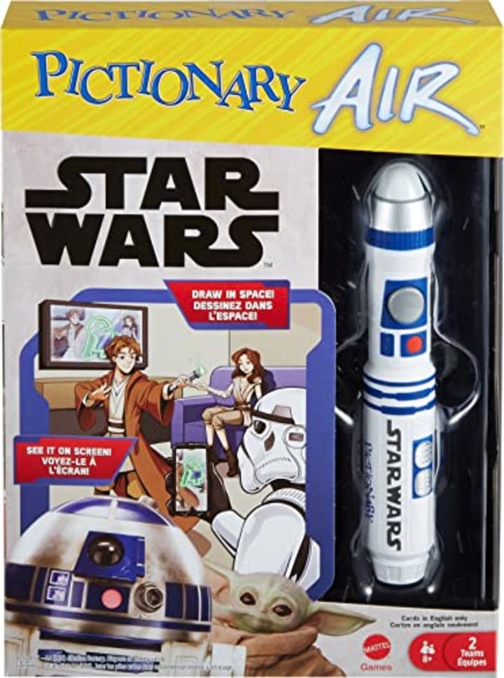 Pictionary Air Star Wars Family Game for Kids &amp; Adults with R2-D2 Light Pen and Themed Picture Clue Cards