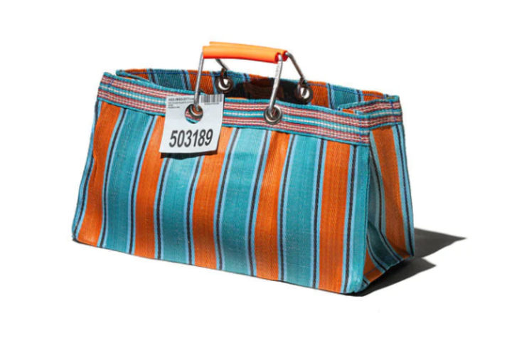Wide Recycled Plastic Stripe Bag
