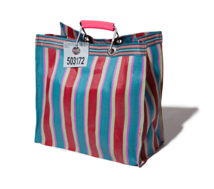 Square Recycled Plastic Stripe Bag