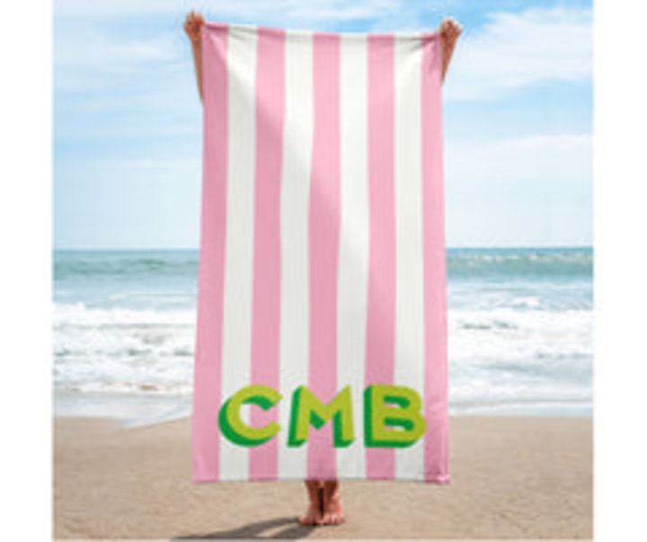 Monogram Cabana Stripe Beach Towel