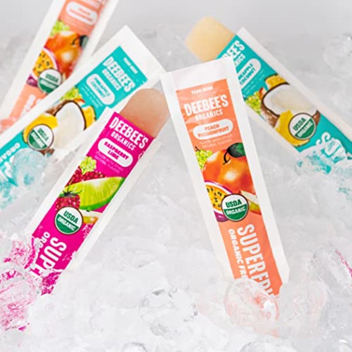 DeeBee&#039;s Organics Tropical SuperFruit Freezie Pops, No Added Sugars, No Artificial Flavors or Colors (Pack of 25)