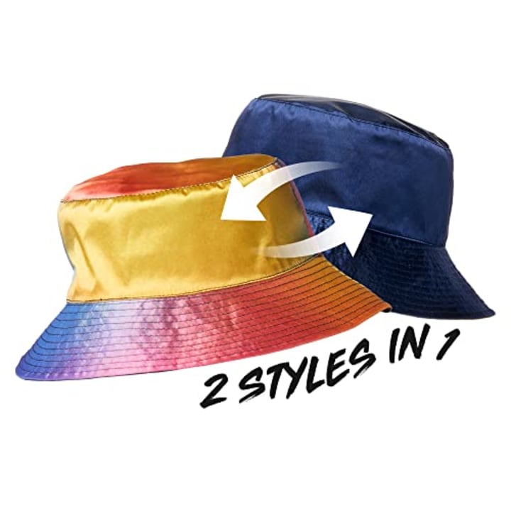 Red by Kiss Reversible Bucket Hat All Over Satin Lined Interior &amp; Exterior, Sun Hat, Fashion Hat for Women and Men, One Size Fits All, Keyshia Cole Cap (Ombre)