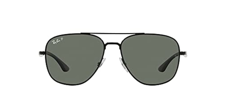 Ray-Ban RB3683 Square Sunglasses, Black/Polarized Green, 56 mm