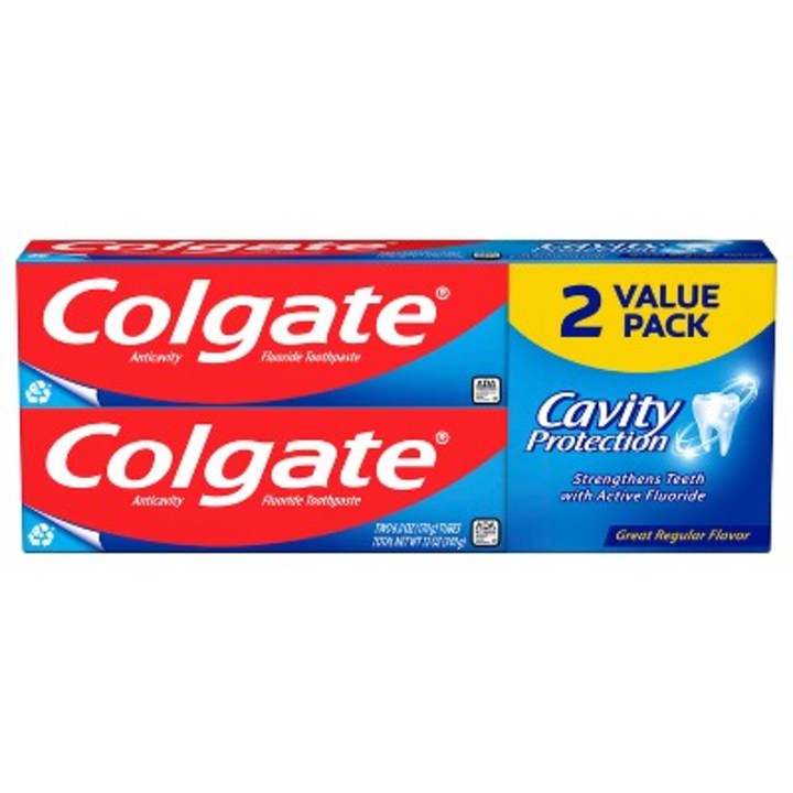 Colgate Cavity Protection Pasta dental con fluoruro, paquete de 2