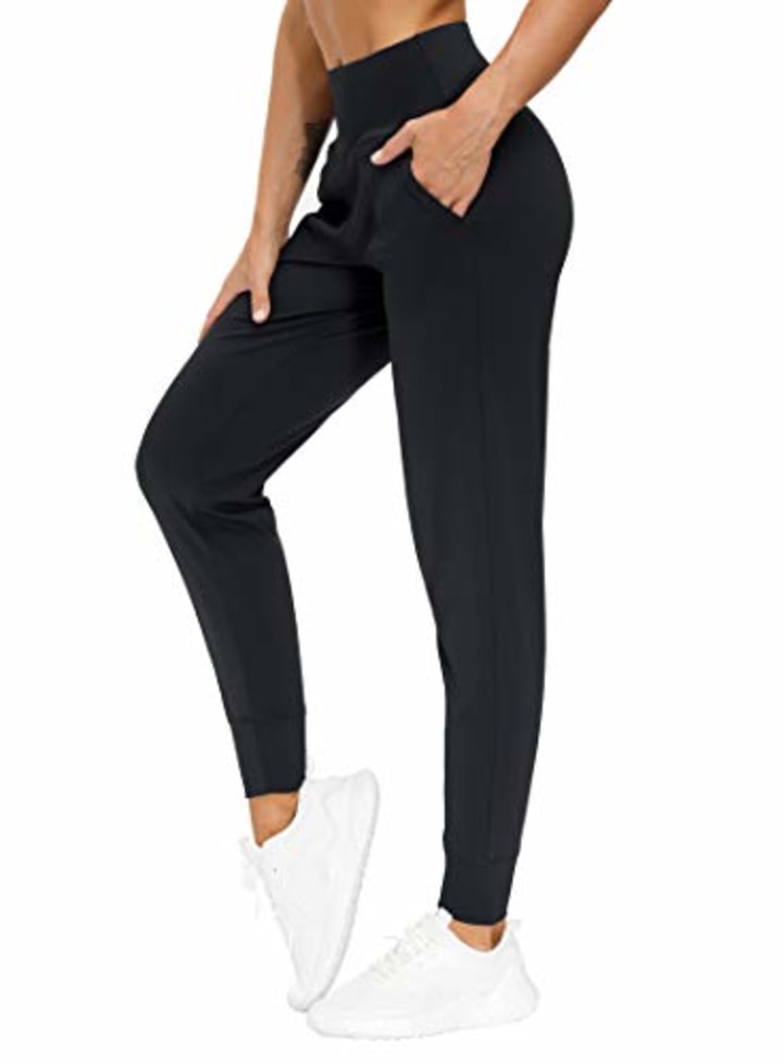 THE GYM PEOPLE Womens Joggers Pants with Pockets Athletic Leggings Tapered Lounge Pants for Workout, Yoga, Running, Training (Small, Black)