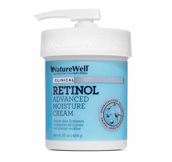 NATURE WELL Clinical Retinol Advanced Moisture Cream for Face, Body, &amp; Hands, Anti Aging, Targets Discoloration, Wrinkles, Sun Damage, Crepey, &amp; Sagging Skin, 16 Oz