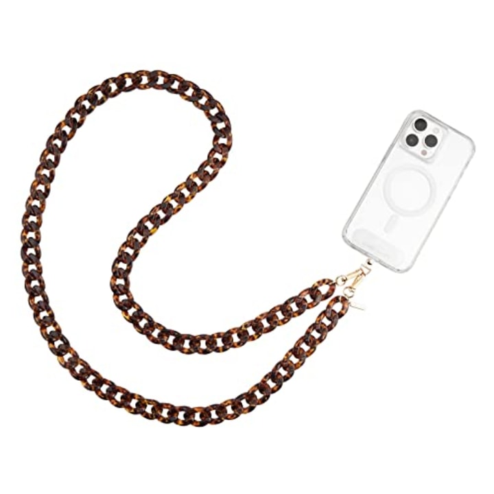 Case-Mate Crossbody Phone Lanyard/Chain [Works with All Phones] Hands-Free Cell Phone Strap - Phone Charm - Neck Chain Holder for iPhone 14 Pro Max/ 13 Pro Max/ 12 Pro Max/ 11/ S23 - Tortoise Shell