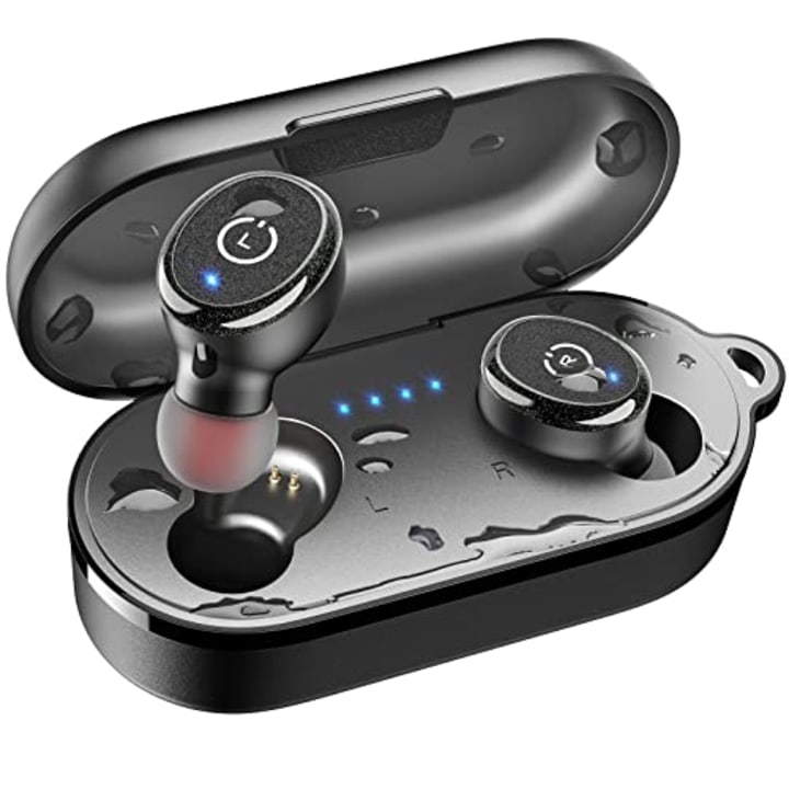 TOZO T10 Bluetooth 5.3 Wireless Earbuds with Wireless Charging Case IPX8 Waterproof Stereo Headphones in Ear Built in Mic Headset Premium Sound with Deep Bass for Sport Black (2022 Upgraded)