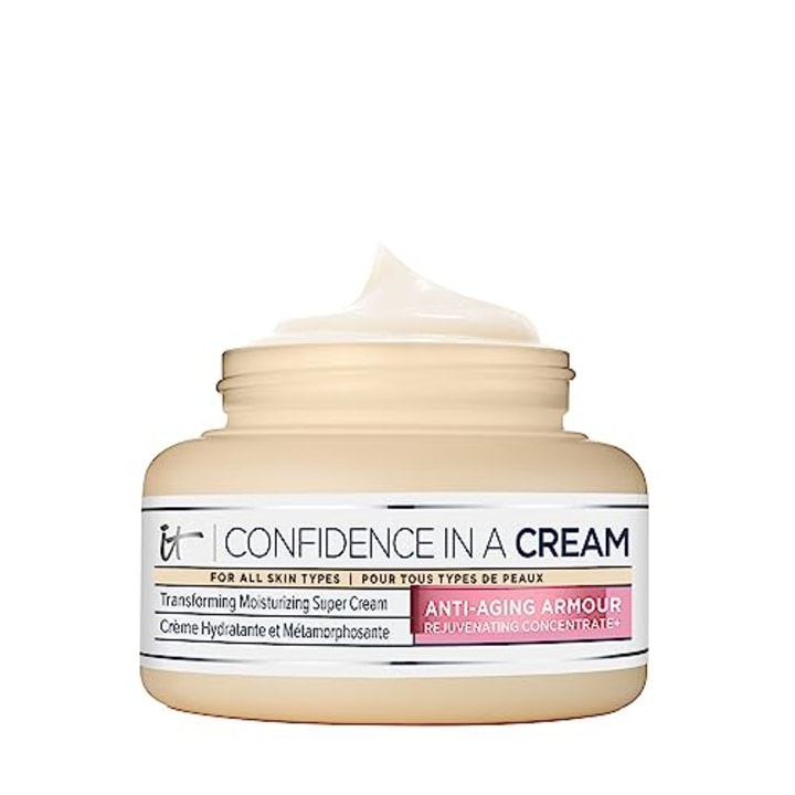 IT Cosmetics Confidence in a Cream Anti Aging Face Moisturizer - Improved Formula - Reverses 10 Signs of Aging Skin in 2 Weeks, 48HR Hydration with Hyaluronic Acid, Niacinamide + Peptides - 4 fl oz
