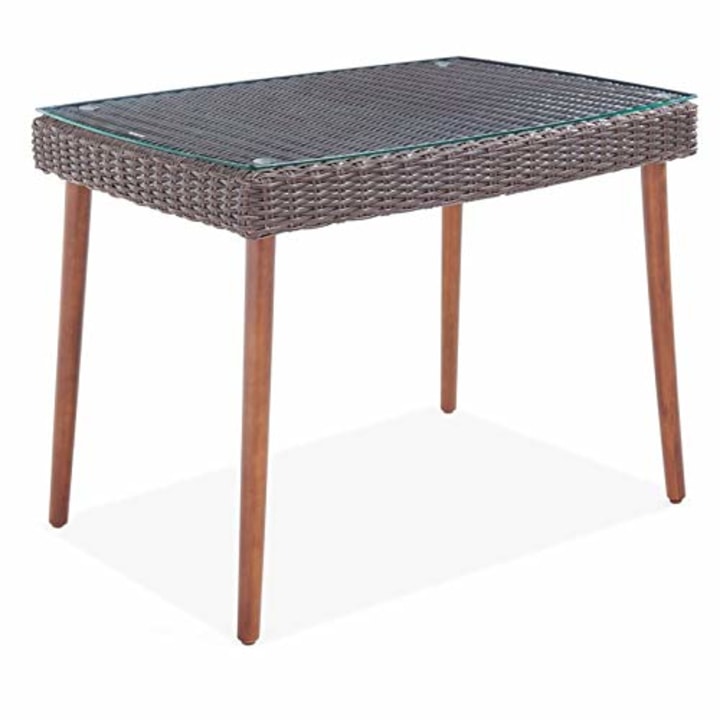 Athens All-Weather Wicker Outdoor 26&quot; H Cocktail Table with Glass Top