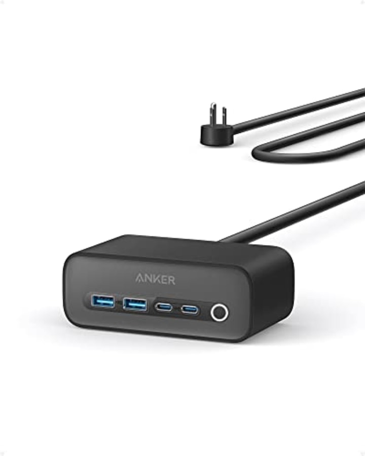 Anker 525 Charging Station, 7-in-1 USB C Power Strip for iphone13/14, 5ft Extension Cord with 3AC,2USB A,2USB C,Max 65W Power Delivery Desktop Accessory for MacBook Pro, Home, Office (Phantom Black)