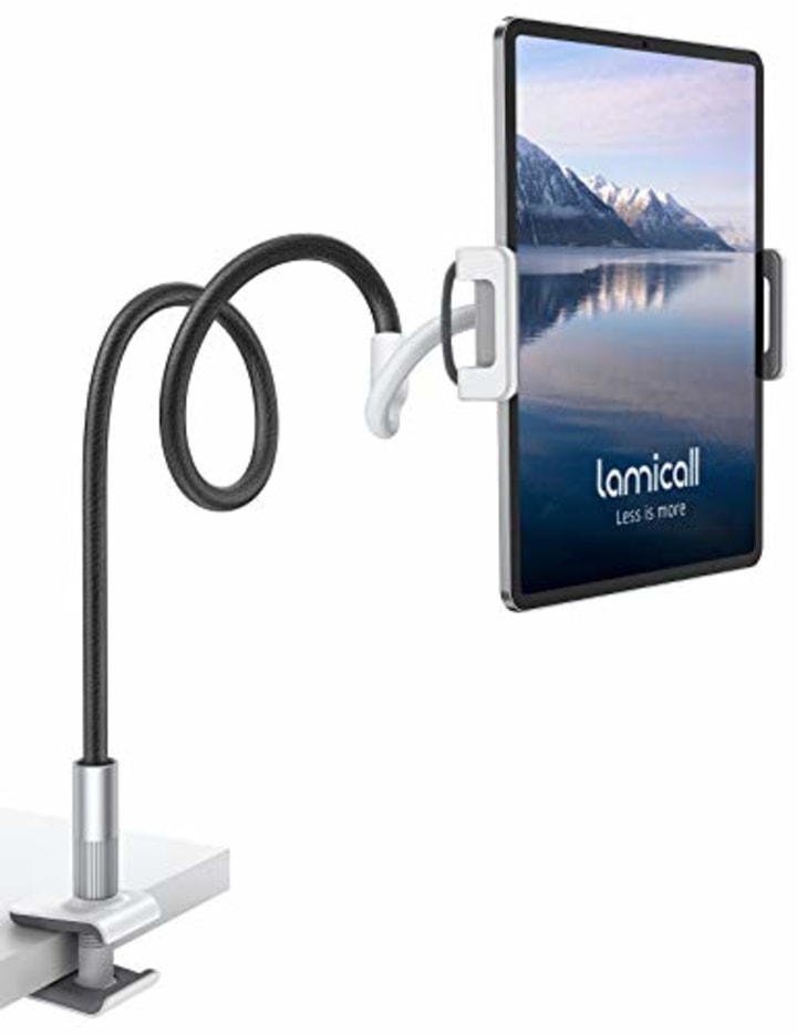 Lamicall Gooseneck Tablet Holder, Tablet Mount : Flexible Arm Clip Tablet Stand Bed Desk Mount Compatible with iPad Pro Mini Air, Galaxy Tabs More 4.7-10.5 Cell Phones and Tablets