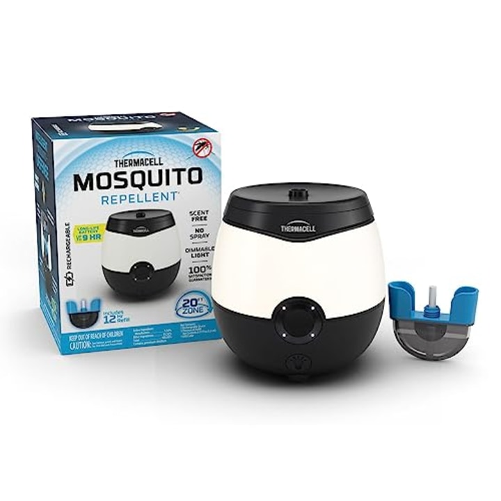 Thermacell Lighted E-Series Rechargeable Mosquito Repeller with 20' Mosquito Protection Zone; Black with Light; Includes 12-Hr Repellent Refill; DEET Free Bug Spray Alternative; Scent Free