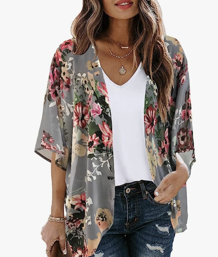 Floral Print Loose Cover-Up