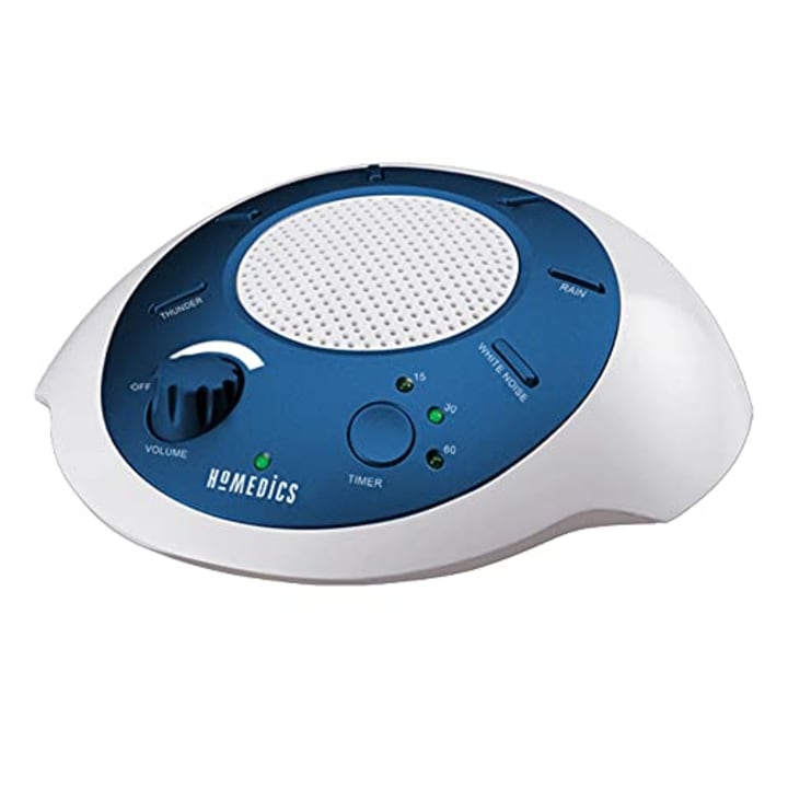 Homedics SoundSleep White Noise Sound Machine, Blue, Small Travel Sound Machine with 6 Relaxing Nature Sounds, Portable Sound Therapy for Home, Office, Nursery, Auto-Off Timer, By Homedics