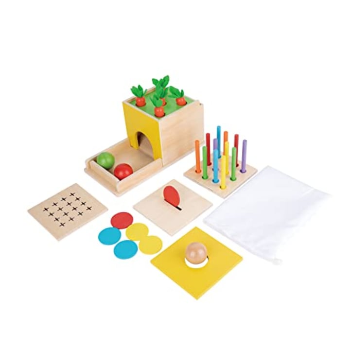 Adena Montessori 5 in 1 Object Permanence Box Toddler Play Kit Toys for 1 Year Old Babies 6-12 Months 2 Year Old