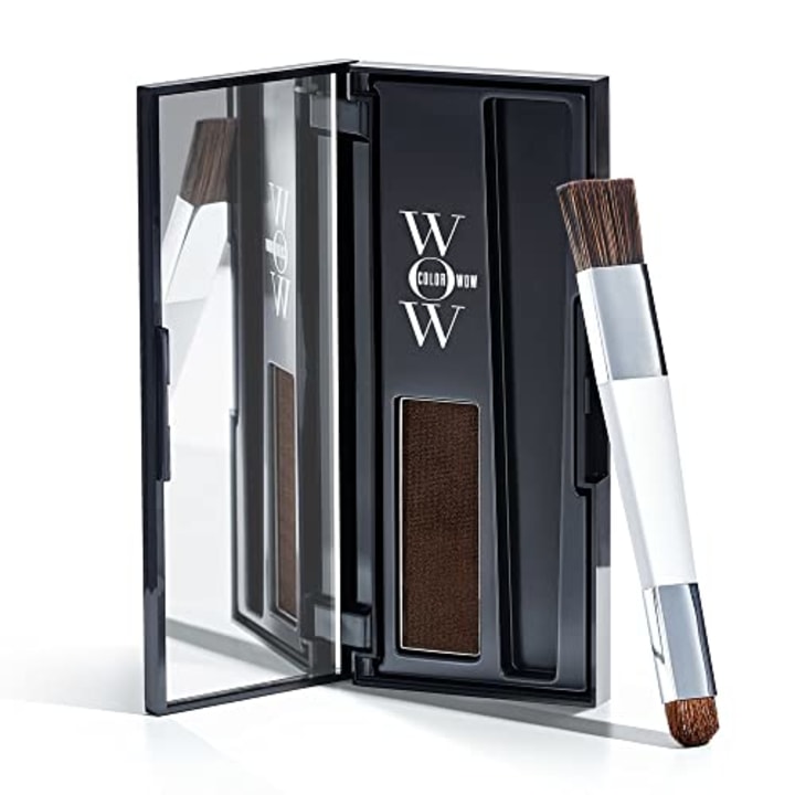 Color Wow Root Cover Up, Dark Brown - Instantly cover greys + touch up highlights, create thicker looking hairlines, water resistant, sweat resistant - No mess multi award winning root touch up