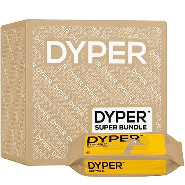 DYPER Viscose from Bamboo Baby Diapers Size 5 + Wipes | Honest Ingredients | Cloth Alternative | Day &amp; Overnight | Made with Plant-Based* Materials | Hypoallergenic for Sensitive Skin, Unscented