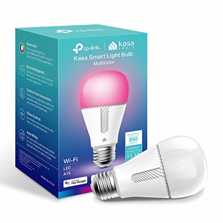 Kasa Smart Bulb, 850 Lumens, Full Color Changing Dimmable WiFi LED Light Bulb Compatible with Alexa and Google Home, A19, 9.5W,2.4Ghz only, No Hub Required 1-Pack(KL130)