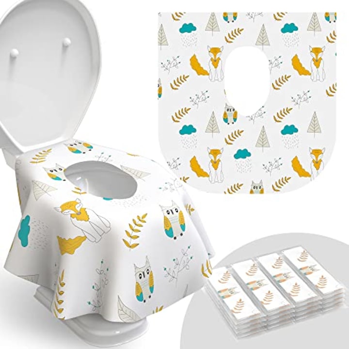 Toilet Seat Covers Disposable - 20 Pack - Waterproof, Ideal for Kids and Adults - Extra Large, Individually Wrapped for Travel, Toddlers Potty Training Public Restrooms (Owls, 20)