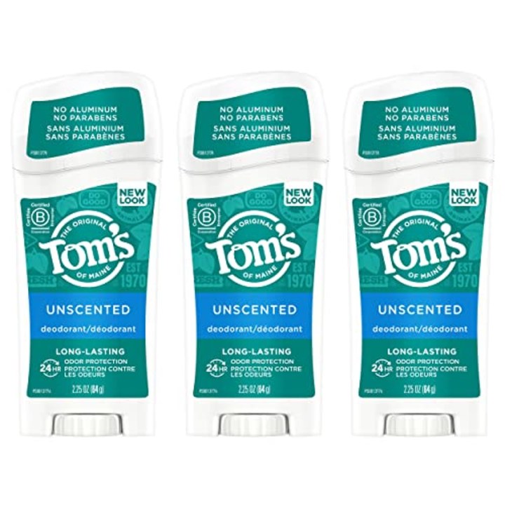 Tom&#039;s of Maine Long-Lasting Aluminum-Free Natural Deodorant for Women, Unscented, 2.25 oz. 3-Pack (Packaging May Vary)