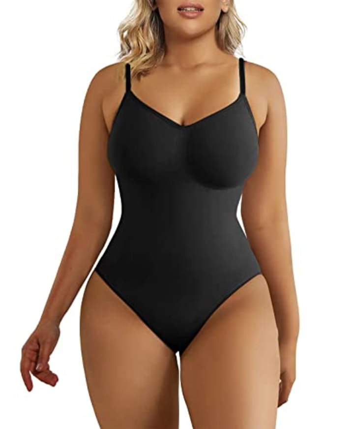 SHAPERX Bodysuit for Women Tummy Control Shapewear Seamless Sculpting Thong Body Shaper Tank Top,SZ5215-Black-XXS/XS