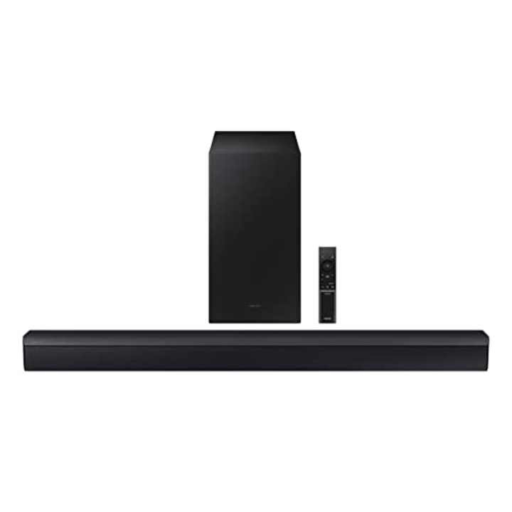 SAMSUNG HW-C450 2.1ch Soundbar w/DTS Virtual X, Subwoofer Included, Bass Boost, Adaptive Sound Lite, Game Mode, Bluetooth, Wireless Surround Sound Compatible (Newest Model)