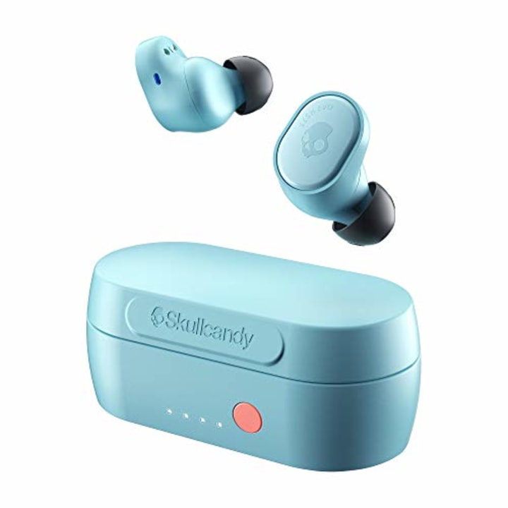 Skullcandy Sesh Evo True Wireless In-Ear Bluetooth Earbuds Compatible with iPhone and Android / Charging Case and Microphone / Great for Gym, Sports, and Gaming IP55 Water Dust Resistant - Blue