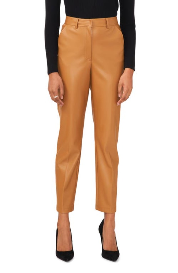 halogenr halogen(r) Straight Leg Faux Leather Trousers in Desert Camel at Nordstrom, Size 0