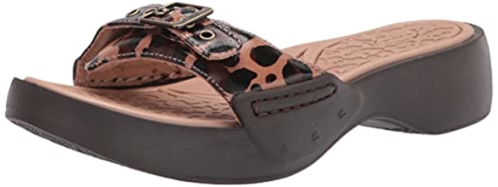 Dr. Scholl&#039;s Shoes womens Rock on Slide Sandal, Brown Leopard, 9 US