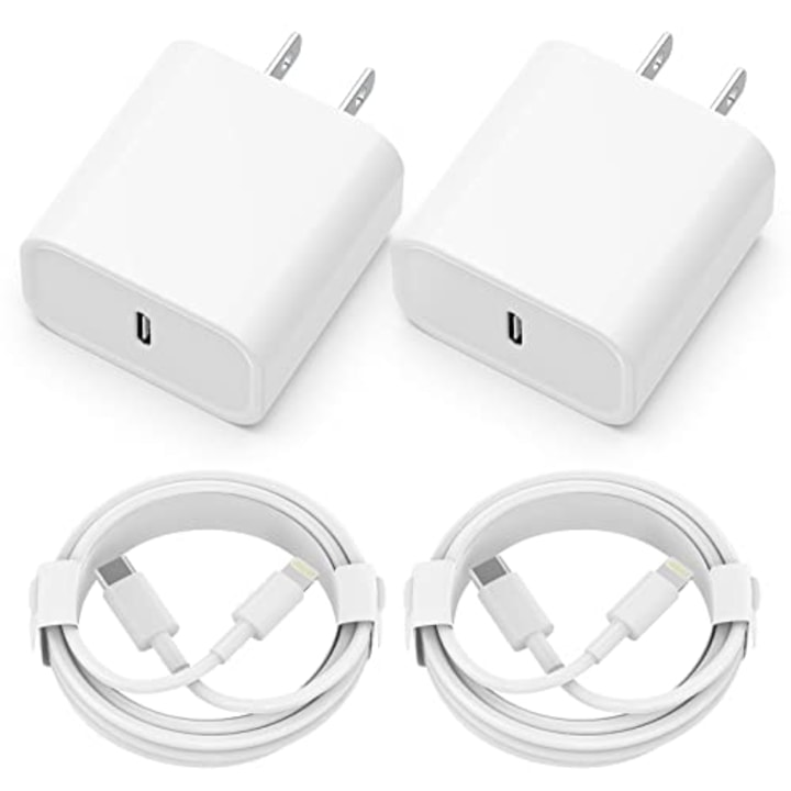 iPhone Charger [Apple MFi Certified] 2 Pack 20W PD USB C Wall Fast Charger Adapter with 2 Pack 6FT Type C to Lightning Cable Compatible with iPhone 14 13 12 11 Pro Max XR XS X,iPad