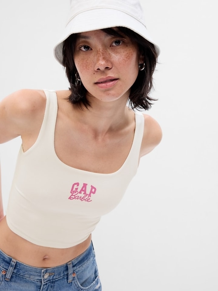 Gap x Barbie(TM) Adult Arch Logo Cropped Tank Top