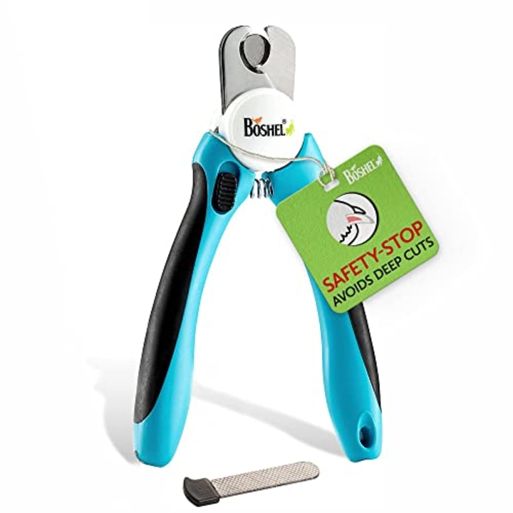 BOSHEL Dog Nail Clippers - Dog Nail Trimmers for Large Dog with Quick Sensor - Pet Nail Clippers for Dogs - Heavy Duty Pet Nail Trimmer with Safety Guard &amp; Dog Nail File Safe at Home Grooming