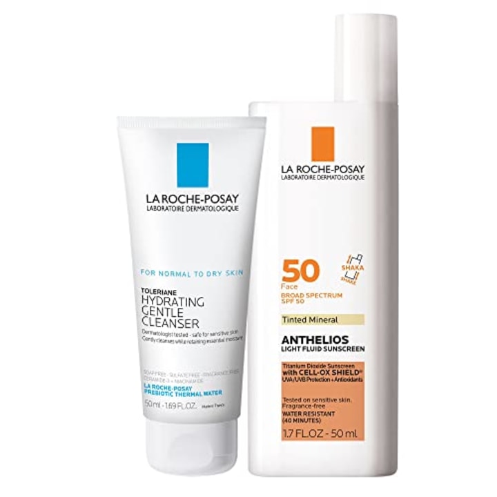 La Roche Posay Anthelios Tinted Sunscreen and Toleriane Hydrating Gentle Cleanser