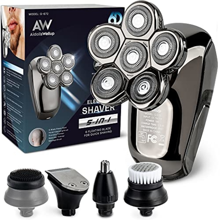 AidallsWellup 5-in-1 Electric Head Shaver