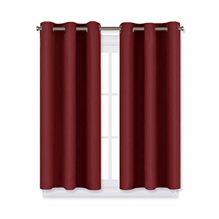 NICETOWN Burgundy Window Curtains Blackout Drapes, Thermal Insulated Solid Grommet Blackout Curtains/Draperies for Living Room (1 Pair,29 by 45 inches,Burgundy Red)