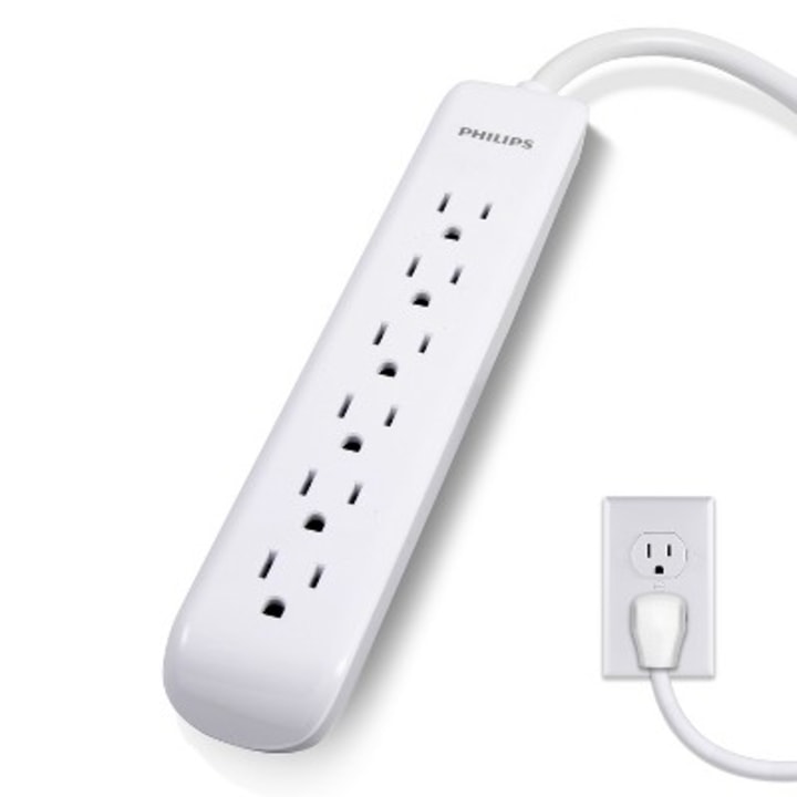 Philips 6-Outlet Surge Protector with 4ft Extension Cord