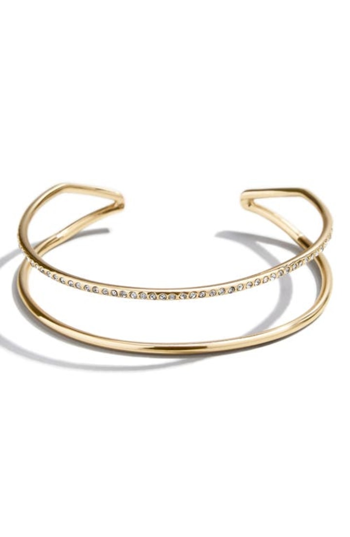 BaubleBar Pav? Double Cuff Bracelet in Clear/yellow Gold at Nordstrom